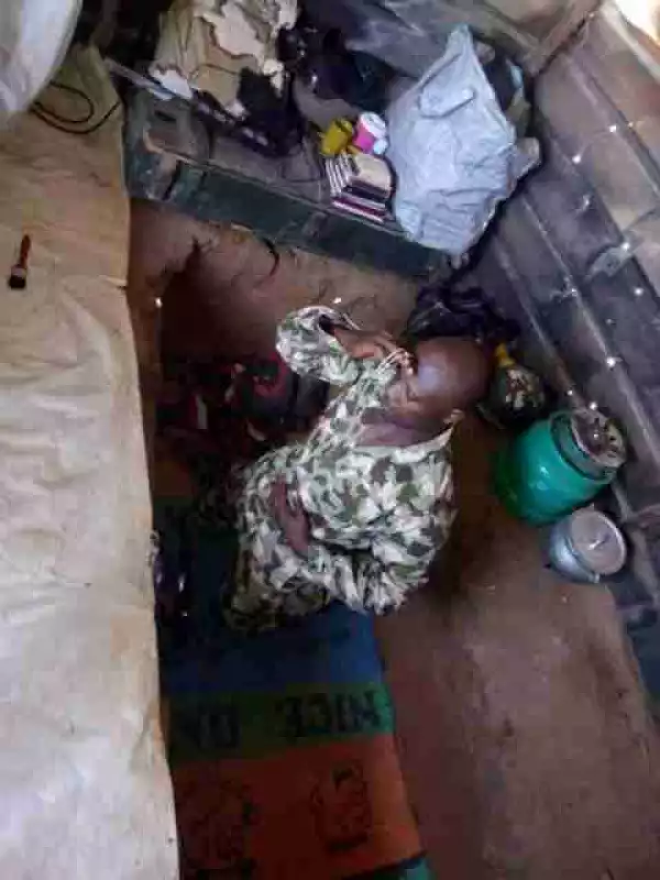 "From This Grave I Wake Up": See Where A Soldier Fighting Boko Haram Sleeps (Photos)